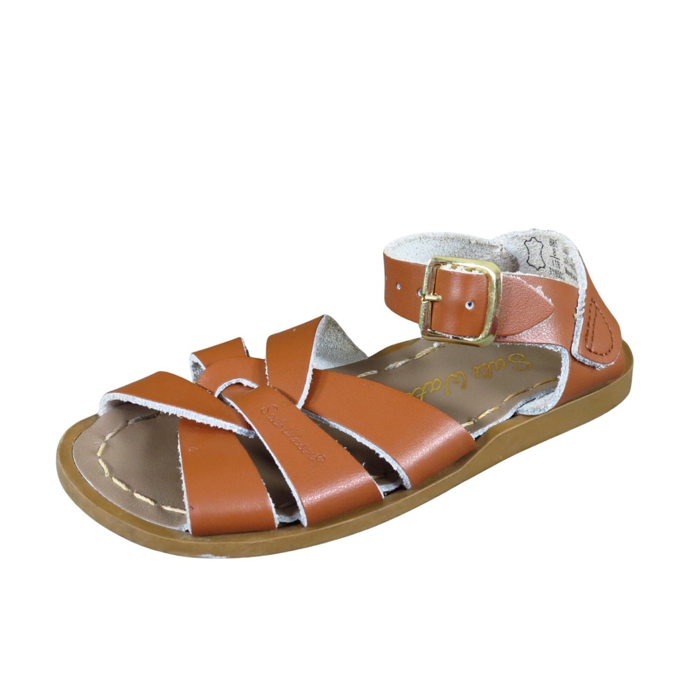 Salt Water Sandals Original Baby Strappy Sandals Sz T8 Summer Beach Tan Leather